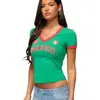 Aliexpress Nuevo Producto de Comercio Exterior Camiseta de Mujer con Estampado de Letra Mexicana Cuello en V Sexy Hot Girl Top Tubo Ajustado