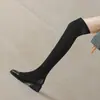 Nuevas Botas de Gamuza Hasta la Rodilla Elásticas Talla Grande 2024 Botas Delgadas 43 Costuras Comercio Exterior 33 Botas de Jinete Botas para Mujer