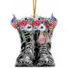 Nuevo Colgante de Espejo Retrovisor de Coche con Flor de Rosa y Mariposa, Decoración de Coche con Bandera Americana, Accesorio de Llavero para Mochila