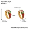 Pendientes de Acero Inoxidable con Baño de Oro Real de 18K, Forma de U, Circonita Colorida, Forma de Serpiente, Completamente Incrustados con Diamantes, Lujo Accesible, Moda, Pendientes Versátiles