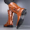 Botas Martin de Invierno/Otoño para Hombre, Nuevas Llegadas, Puntera Puntiaguda, Caña Alta, Cierre de Cremallera, Estilo Retro, Hebilla Metálica, Botas de Motocicleta de Moda, Talla Grande