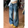 Jeans de mujer súper elegantes, tiro bajo, acampanados, no ajustados en las piernas, corte holgado, adelgazantes, pantalones de pierna ancha para cuerpo tipo pera