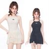Traje de baño de alta gama para mujer, conservador, adelgazante, falda dividida, traje de baño con fruncido en el pecho, aguas termales, linda chica, estudiante pura