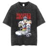 Camiseta Masculina Lavada Hunter X Hunter Estampa Anime Algodão Vintage