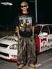 Camiseta Blanca de Manga Corta Estilo Streetwear Americano Stewell Saint para Hombres y Mujeres con Escote Pequeño, Algodón Puro de Peso Pesado