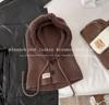 Chapéu de Pelúcia Tricotado Japonês Feminino de Inverno Quente Balaclava Chapéu de Proteção para Orelhas Cachecol Chapéu de Lã Peça Única