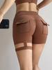 Shorts de Yoga Estilo Europeu e Americano para Trabalho, Justos e Sexy com Argolas nas Pernas, Shorts Quentes Esportivos Levanta Bumbum Pêssego, Novo Modelo 2026 para Maratona