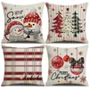 Capas de almofada de Natal outono e inverno transfronteiriças, capas de almofada de sofá, almofadas decorativas de linho estampadas, atmosfera de Natal no atacado