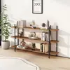 Estantería de pie y estante de almacenamiento para uso doméstico, estantería de almacenamiento multicapa de hierro forjado, estante pequeño simple de acero y madera para sala de estudio