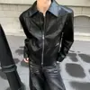 Jaqueta de couro acolchoada curta de design americano resistente para homens, novo estilo outono, peça de outer wear de alta qualidade, elegante e de corte justo