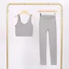 Conjunto de Chaleco en U y Pantalones Cortos Lulu Df con Etiqueta, Disponible para Envío Directo, Cuello Alto Ajustado, Conjunto de Yoga Elástico