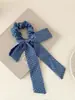 Faixa de Cabelo Fresca com Laço de Bolinhas para Mulheres, Elástico de Cabelo, Scrunchie, Acessório Elegante para Rabo de Cavalo Baixo