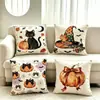 Funda de Almohada Decorativa de Halloween Calabaza Cosecha Otoño Acción de Gracias Cojín Enrollable para Sofá Exclusivo para Amazon