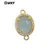 WT-C336 Conector de Colgante con Gema de Color Ovalada Incrustada de Circonita Accesorios para Pendientes de Niña Collares