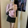 Cárdigan de punto casual estilo coreano con cuello alto para mujer, nueva colección otoño/invierno 2026, inspirado en lo retro, abrigo suéter de corte holgado