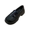 Sapatos Sociais, Sapatos JK, Mocassins, Novo Estilo 2025, Bico Redondo, Sapatos de Couro Solado Grosso para Mulheres, Versátil, Estilo College, Estilo Britânico, Sapatos Pequenos de Couro