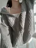 Enviado: Suéter casual de punto trenzado, con capucha, holgado, a la moda, estilo chic coreano, nueva colección de otoño, ropa para mujer, prenda exterior de estilo relajado