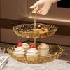 Mesa de Centro para Frutas de Múltiples Capas Plato para Dulces Sala de Estar Hogar Plato para Snacks Plato para Frutas Snacks Textura Glaciar Resistente a Caídas Plato Péndulo