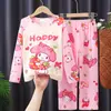 Pijama infantil meninas primavera e outono traje fino fofo bebês meninas crianças maiores roupas de casa ar condicionado atacado