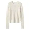 Suéter de cashmere pesado e intrincadamente tricotado à mão com gola redonda, adequado para usar em camadas ou sozinho, um suéter moderno de tricô rendado para outono e inverno