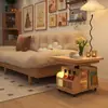 Carrinho Dobrável e Giratório de Mesa de Café Móvel para Apartamentos Pequenos, Mesa Lateral de Sofá, Armário Lateral, Mesa de Jantar de Dupla Finalidade, Mesa de Chá