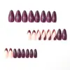 Nuevo Estilo de Exportación Europeo y Americano 24 Piezas de Uñas de Manicura, Uñas Largas Almendradas Doradas Rayadas Estilo Sexy de Moda, Uñas Portables al por Mayor