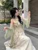 Falda de Talla Grande para Niños Verano Alto Sentido Nuevo Estilo Chino Estilo Nacional Cheongsam Mejorado Cuello Colgante Vestido Elegante Traje de Dos Piezas