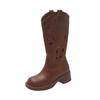Botas de Cowboy Ocidentais para Mulheres, Novos Modelos de Primavera e Outono, Botas de Cano Médio para as Pastagens e Desertos do Noroeste, Botas Martin com Recortes Estilo Americano para o Verão de Xinjiang