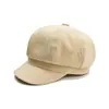 Gorro Octogonal de Lana a Cuadros Engrosado Coreano para Mujer Moda Estilo Coreano Boina Casual de Moda Protección para los Oídos Cálido Gorro de Pintor Británico