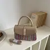 Bolso de paja personalizado de moda, bolso de hombro y bandolera de color block casual a la moda 2026, bolso simple casual para vacaciones en la playa