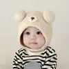 Chapéu de Proteção para Ouvido de Bebê Recém-nascido Estilo Outono e Inverno Algodão Puro Fofo Quente Tricô Pelúcia Unissex Chapéu Infantil