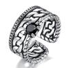 Deseo venta caliente anillo de cadena creativa apertura europeo y americano retro tailandés plata incrustada anillo de circón para hombres y mujeres al por mayor