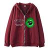 Sudadera con cremallera y estampado de bola de espina verde inspirada en el diseño, sudadera casual holgada, chaqueta tipo cárdigan para hombre