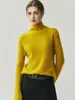Suéter de punto para mujer con mezcla de cachemira y rayón blanco, con diseño de cuello alto escalonado, nueva capa base de punto de manga larga para otoño e invierno