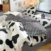 Juego Simple de Cuatro Piezas Estilo Escandinavo Ins Ropa de Cama de Algodón Lavado Juego de Tres Piezas para Dormitorio de Estudiante Color Puro Weidong