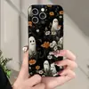 Capa de celular com padrão floral de fantasma temática de floresta para iPhone 17, proteção total, capa macia anti-queda, suprimento de e-commerce transfronteiriço para o feriado de Halloween