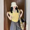 Camiseta Branca de Tricô com Gola Polo Estilo Coreano, Seda Gelada, Manga Curta para Mulheres, Verão, Petite, Única, Bonita, Slim-Fit, Top Curto