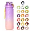 Vaso de agua divertido 1000 ml, alto valor estético, tapa pop-up creativa, vaso de agua con popote, 0 azúcar, 0 calorías, sabor afrutado, stock de fábrica disponible