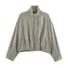 Comercio exterior transfronterizo estilo europeo y americano ropa de mujer ZA AliExpress superventas chaqueta aviador a cuadros versátil con cuello alto