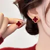 Brincos de Flor com Borda Dourada Vermelha para Mulheres, Luxo Leve, Simples, Nicho, Brincos de Alta Qualidade, Novos Brincos Mais Vendidos de 2026