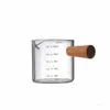 Taza Transparente para Espresso con Mango de Madera, Boca en Forma de V, Accesorio para Barra de Café, Taza Medidora con Escala, Jarra para Espumar Leche, Taza con Pico