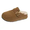 Pantuflas de Suela Gruesa para Aumentar la Altura para Mujer 2025 Otoño Nuevo Llegada Felpa Plus Cálidas Estilo Birkenstock de Punta Cerrada Medias Pantuflas para Uso en Exteriores