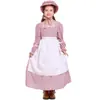 Traje de Niña Colonial Floral Rosa y Azul, Fuente de Amazon, Traje de Pionera de la Pradera, Vestido Largo de Estilo Pastoral