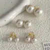 Pendientes Versátiles de Temperamento Retro Estilo Francés para Mujer para el Trabajo, Aretes Sencillos con Diseño de Perla Redonda Plana