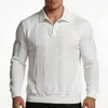 Camisa polo de punto para hombre transfronteriza con cuello, estilo europeo y americano otoño/invierno "old money", jacquard pesado, corte holgado, sudadera casual de color liso