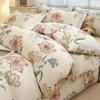 Planta Caxemira Estilo Pastoral Cama Floral Pequena Conjunto de Quatro Peças Lixamento Lençol Engrossado Lençol Capa Colcha Dormitório Estudantil Conjunto de Três Peças