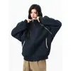 GOOZI MADE Chaqueta Desestructurada con Cuello Alto y Mangas Raglán para Hombre Otoño Primavera Sudadera con Cierre de Botones para Hombre Chaqueta Deportiva para Hombre