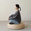 Cojín de Meditación Tatami Estilo Japonés, Esterilla Redonda para el Suelo, Esterilla Tejida de Ratán para Balcón, Esterilla Tejida de Paja