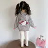 Conjunto de Roupa para Meninas Primavera e Outono 2026 Novo Jaqueta Listrada Estilosa com Gatinho Calça Legging Casual Conjunto de Duas Peças para Primavera