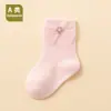Calcetines para Bebé Estilo Coreano Ins Lazo Nudo Algodón Peinado Clase A Calcetines Antibacterianos a Prueba de Olores para Bebé Media Pantorrilla Venta al por Mayor Transfronteriza
